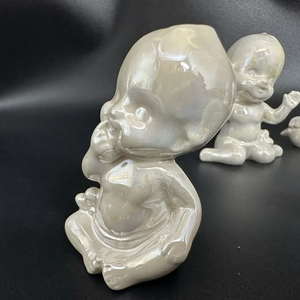 Vintage Ceramic Kewpie Baby Figurines Set of 4 Pearlized Lustreware Babies